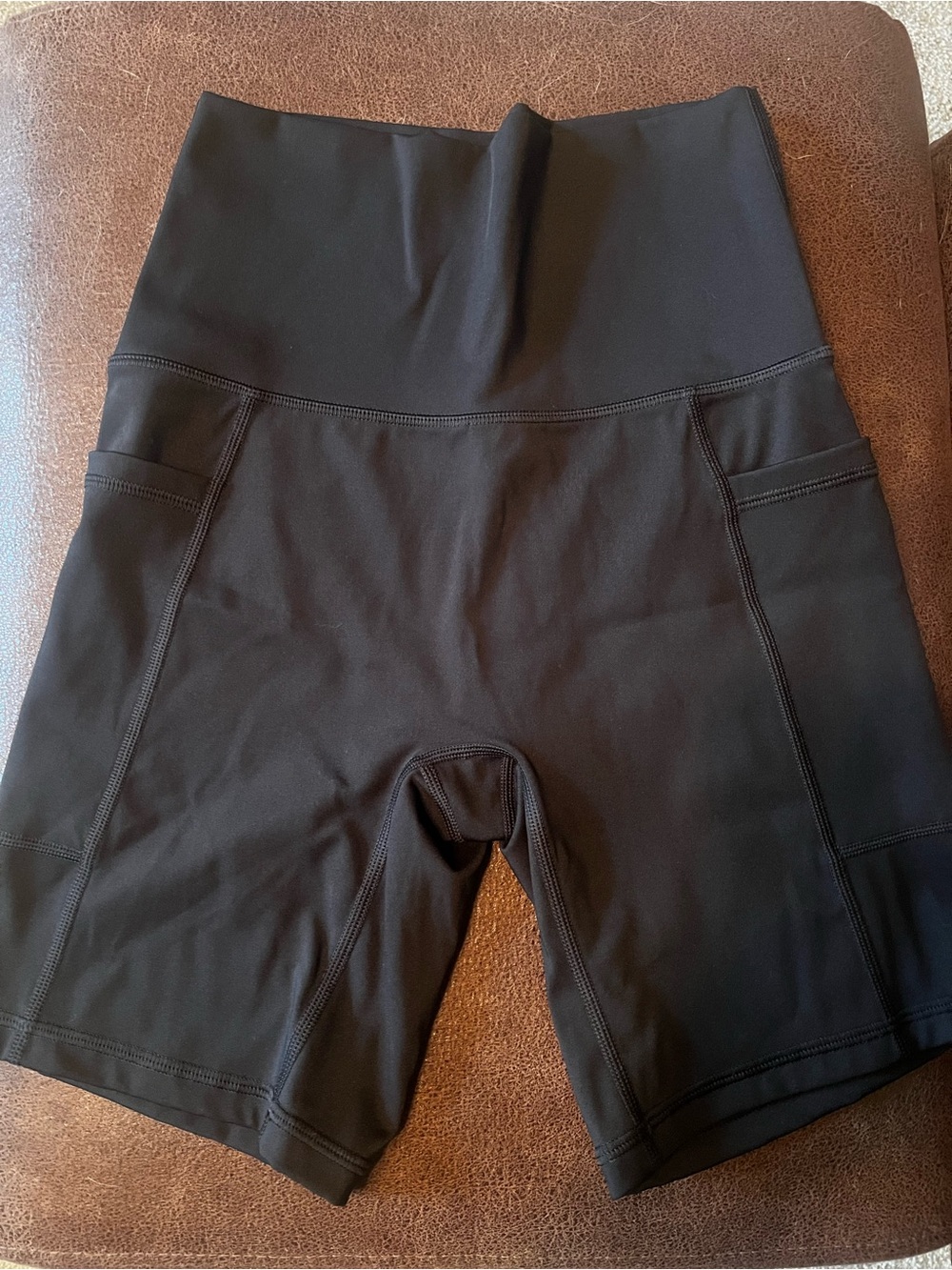 aerie High-Waist Black Biker Shorts with Side Pockets